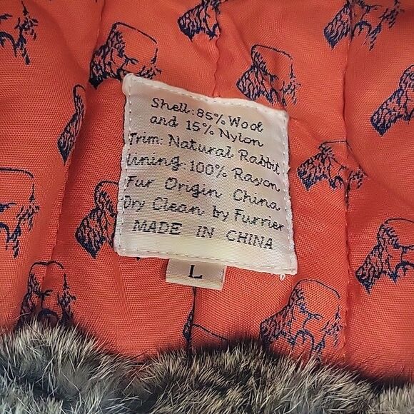 Mad Bomber Buffalo Plaid Red Black Wool Blend Trapper Hat Rabbit Fur Trim L - Picture 8 of 9